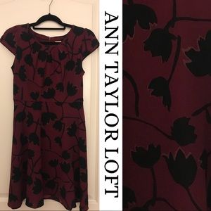 Floral LOFT Burgundy Dress